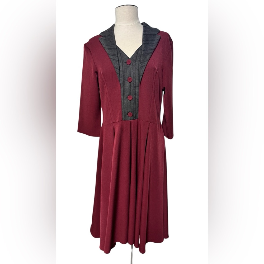 Miss Candyfloss Sweden dress Midi Size L Pinup 50s Style burgundy